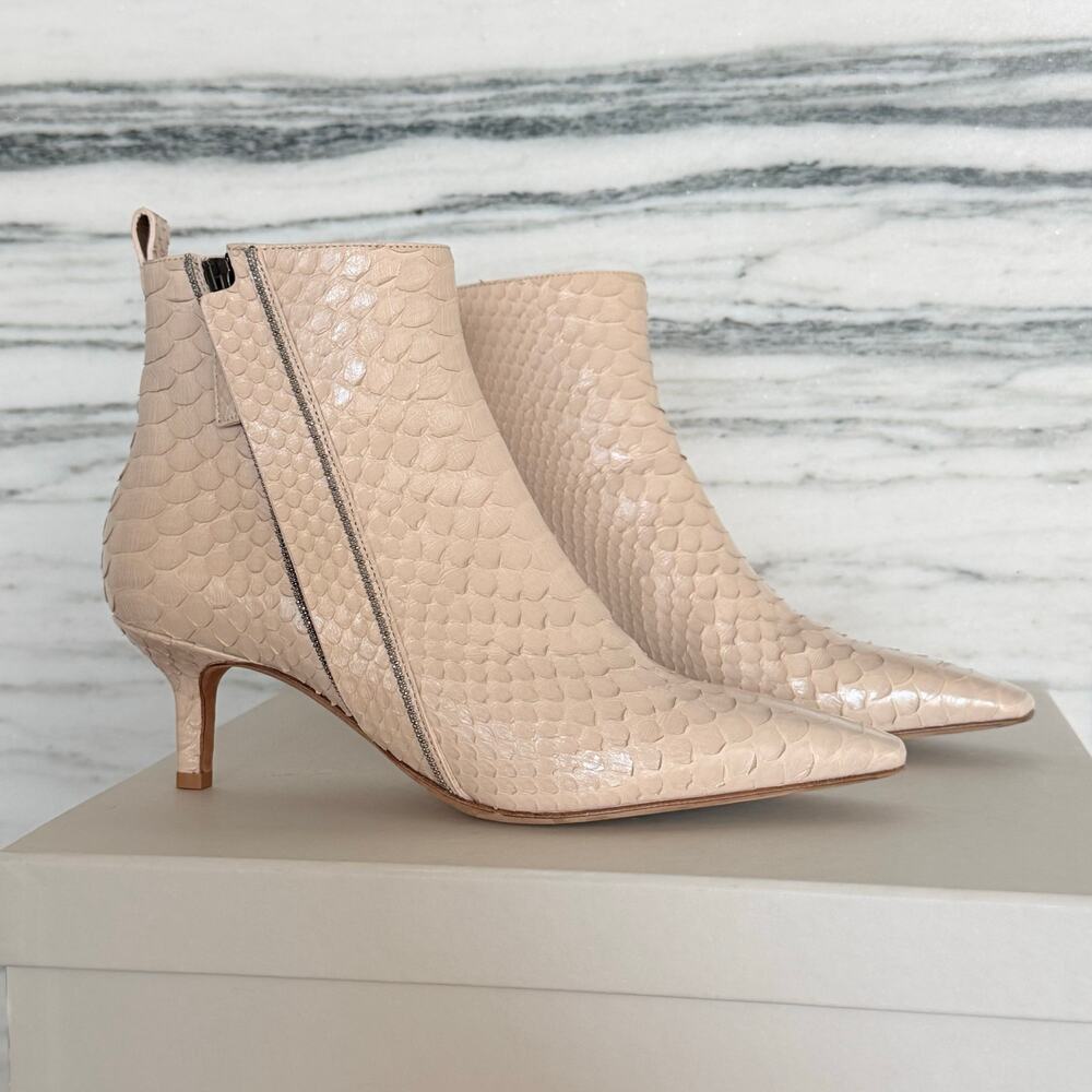 BRUNELLO CUCINELLI Light beige python leather ankle boots SZ 37